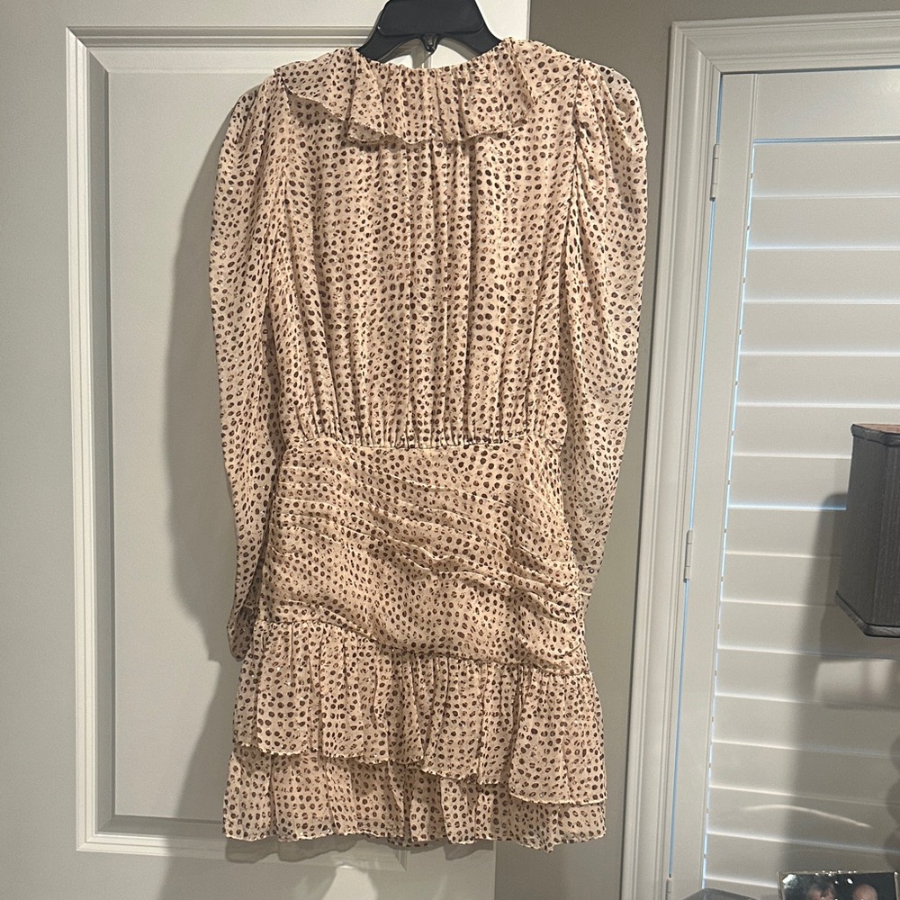 Ulla Johnson Beige Midi Dress with Brown Spot Print - Picture 4 of 4